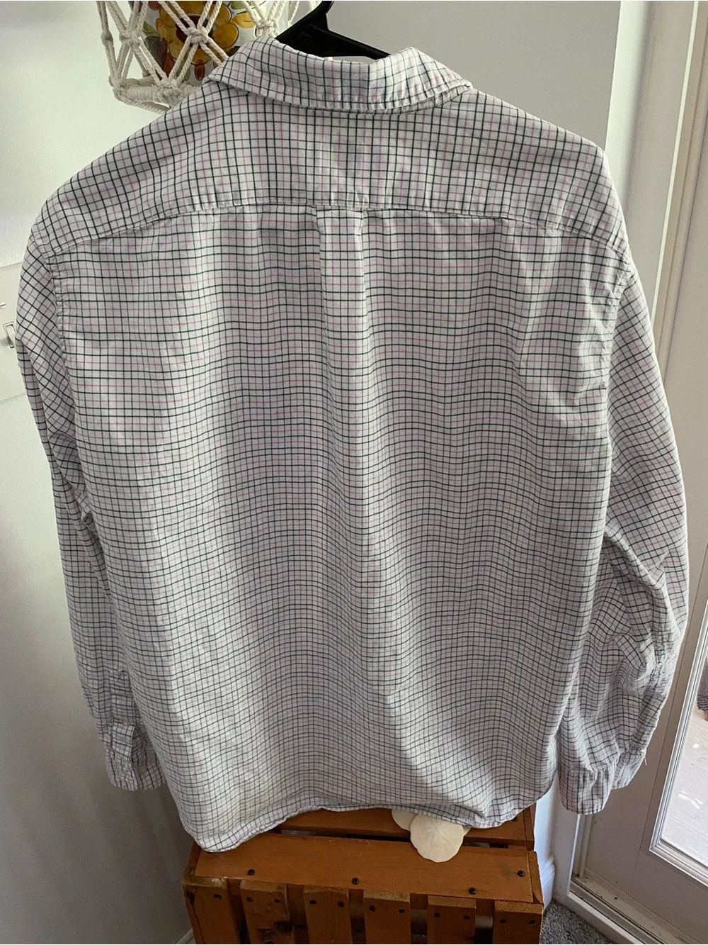 J. Crew Mens  Button-Down Shirt with Green and Pink grid